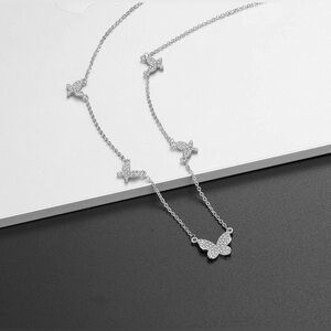 Dainty Silver Butterfly Choker Necklace